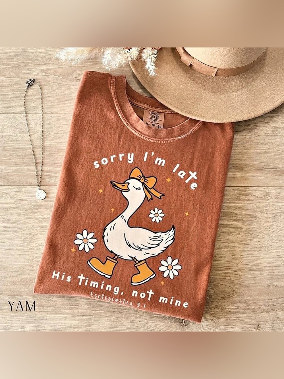 Sorry I'm Late Bible Verse Goose Comfort Colors T-Shirt Funny Duck